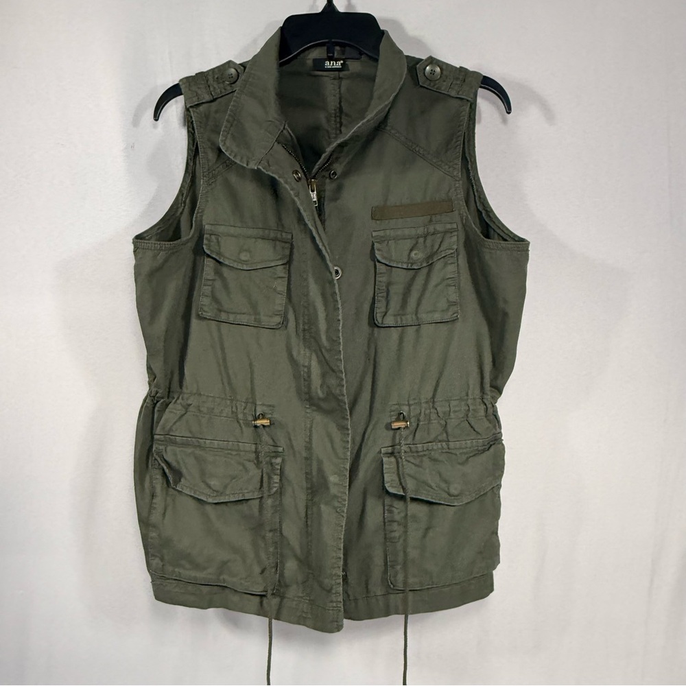 Utility Military Vest a.n.a. Olive Green Anorak Cargo Layering L Large - Picture 2 of 10